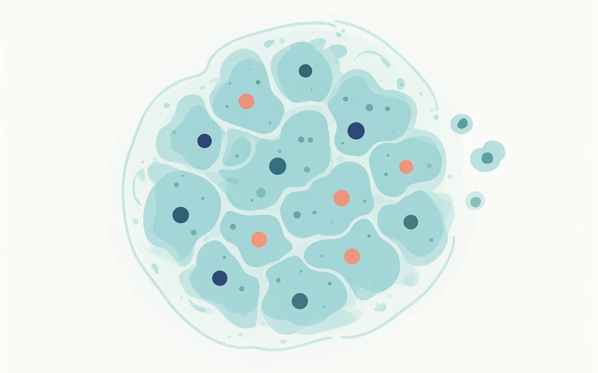 An illustration of a cluster of cells inside a soft circle.